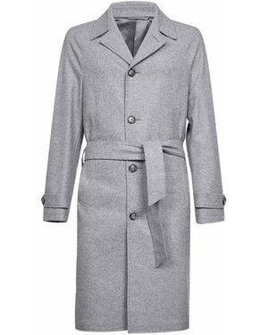D 40 Wool Blend Belted Coat - Grey