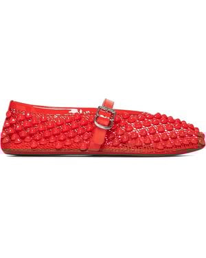 Alaïa Studded Mesh Ballet Flats - Red