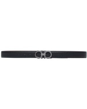Ferragamo Belt Gancini Reversible Leather - White
