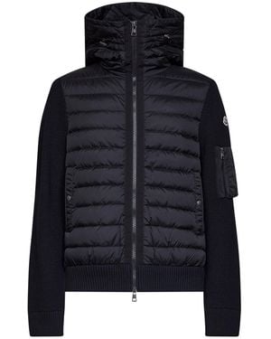 Moncler Padded Zip-Up Hooded Cardigan - Blue