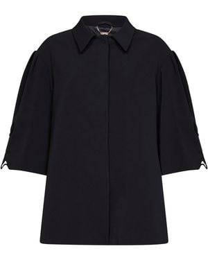Blumarine Technical Cady Oversized Jacket With Embroidery - Blue