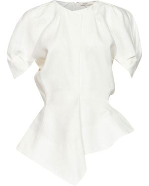 KHAITE Natural Linen And Silk Blend Rumi Asymmetric Top - White