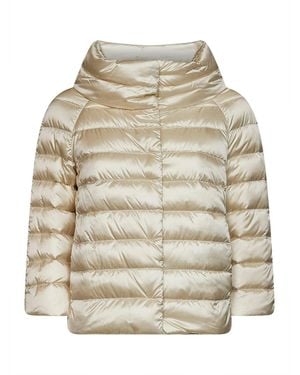 Herno Nylon Sofia Padded Mini Cape - Natural
