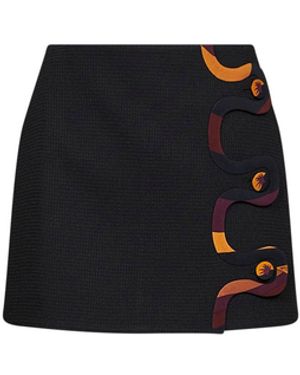 PUCCI Tecno Poudre Mini Skirt With Printed Wavy Trim - Black