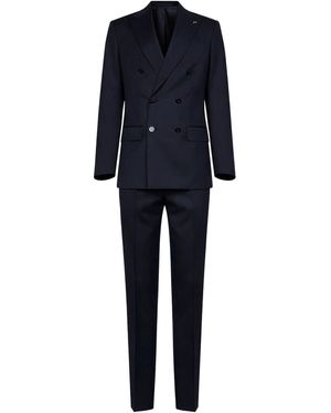 D 40 Virgin Wool Positano Double-Breasted Suit - Blue