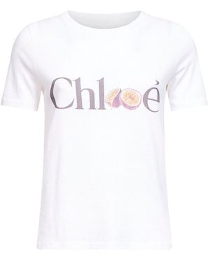 Chloé Cotton T-Shirt With Logo Print - White