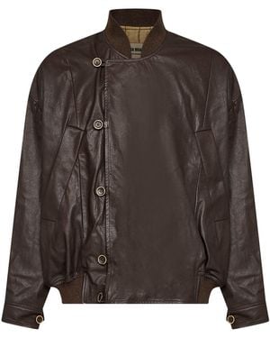 Uma Wang Calf Leather Jovan Bomber Jacket - Brown
