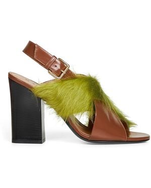Marni Leather And Long-Hair Sandals - Metallic