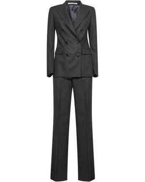 Tagliatore Micro Sequin Pinstripe Wool Blend Paris Suit - Black