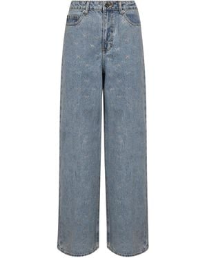 Self-Portrait Light Denim Diamante Bow Jeans<Br - Blue