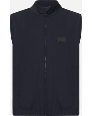 Dolce & Gabbana Blue Canvas Logo Plate Vest