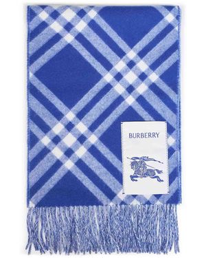 Burberry Knight Double-Face Check Cashmere Scarf - Blue