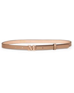 Max Mara Clay Leather Mgraziata Monogram Belt - White