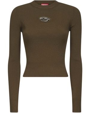 DIESEL Ribbed Viscose M-Valari Top - Green