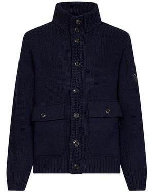 C.P. Company Lambswool Grs Lens Cardigan - Blue