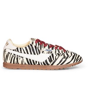 Autry Zebra-Print Calf Hair Windspin Trainers - White