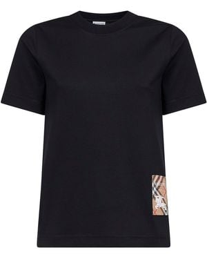 Burberry Cotton Check Patch T-Shirt - Black