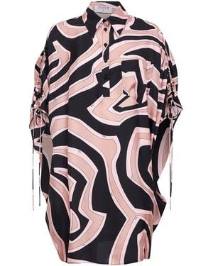 PUCCI And Labirinto-Print Silk Twill Short Kaftan Dress - White