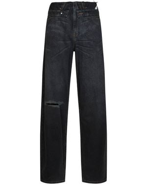 MM6 by Maison Margiela Dark Straight-Leg Denim Jeans With Double Waistband - Black