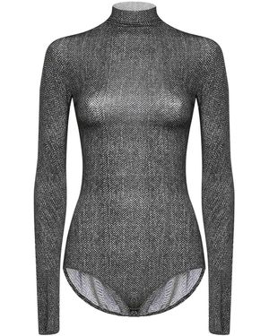 Maison Margiela Dark Chevron Technical Jersey Seamless Bodysuit - Gray