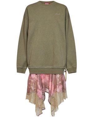 DIESEL And D-Orely Sweatshirt Dress With Chiffon Skirt - Green