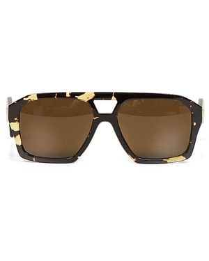 Bottega Veneta Havana And Classic Aviator Sunglasses - Multicolour