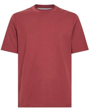Brunello Cucinelli Coral Cotton Jersey Crewneck T-Shirt - Red