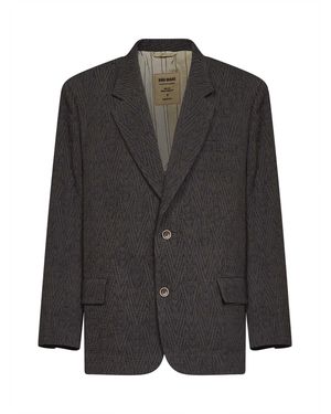 Uma Wang And Stretch Wool Chevron Java Blazer - Black
