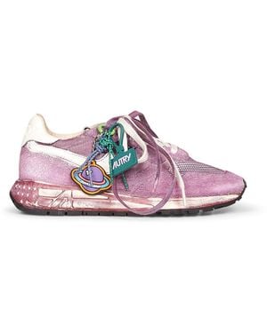 Autry Suede And Nylon Reelwind Super Vintage Trainers - Pink