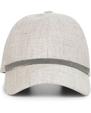 ハット BRUNELLO CUCINELLI Linen Baseball Hat with Shiny Band Brunello Cucinelli Linen Baseball Hat With Shiny Band in