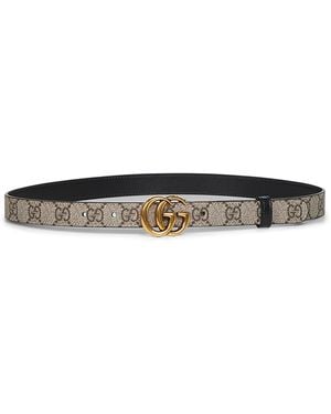 Gucci Cintura Sottile Reversibile Gg Marmont - Multicolore