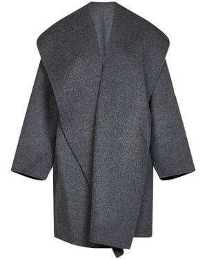 TOTEME Pale Melange Double Wool Hooded Coat - Gray