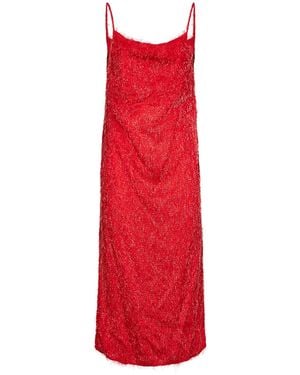Bottega Veneta Flash Viscose Fil Coupé Midi Dress - Red