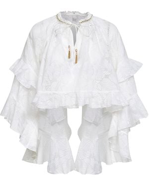 Zimmermann Printed Cotton Blend Daylight Blouse - White