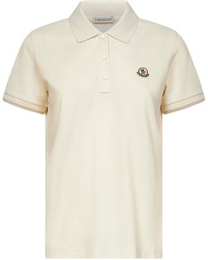 Moncler Ivory Cotton Piquet Polo Shirt - White