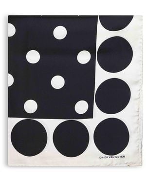 Dries Van Noten Polka Dot-Print Silk Square Scarf - Blue