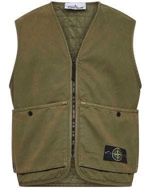 Stone Island Military Panama Organic Cotton Vest - Green