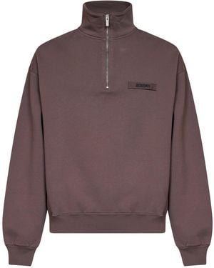 Jacquemus The Gros Grain Zipped-Rollneck Sweatshirt - Brown