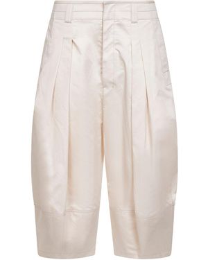Lemaire Ivory Cotton Satin Volume Bermuda Shorts - White