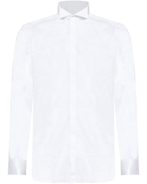 D 40 Cotton Wing Collar Shirt - White