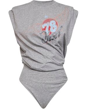 DIESEL Cotton Jersey T-Noby Printed Bodysuit - Grey