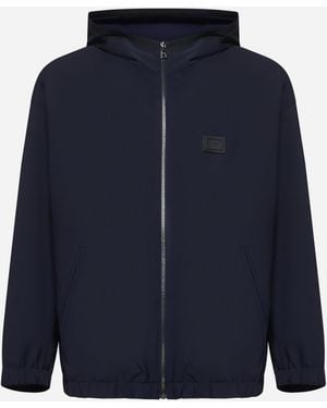 Dolce & Gabbana Blue Canvas Hooded Jacket