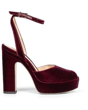 Fendi Burgundy After 9 Platform Peep-Toe Sandals - Red