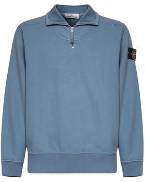 Stone Island Steel Brushed Organic Cotton Half-Zip Sweatshirt - Blue