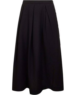 Uma Wang Frontera Canvas Gomes Pleated Midi Skirt - Blue