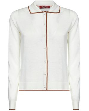 Max Mara Silk And Wool Knit Msttarga Cardigan - White