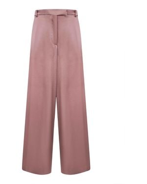 Dries Van Noten Old Rose Satin Wide-Leg Pants - Purple
