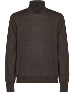 Tagliatore Virgin Wool Knit Miles Turtleneck Sweater - Brown