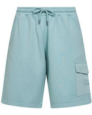 MC2 Saint Barth Sage Cotton Fleece Argo Cargo Bermuda Shorts - Blue