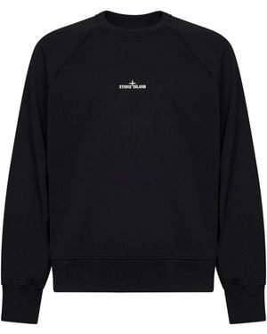 Stone Island Cotton Crewneck Sweatshirt With Compass Print - Black